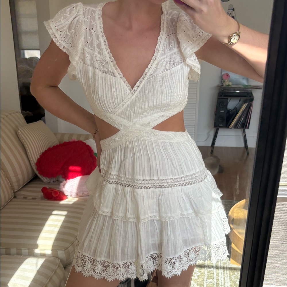 LoveShackFancy Audrina Cut Out Mini Dress